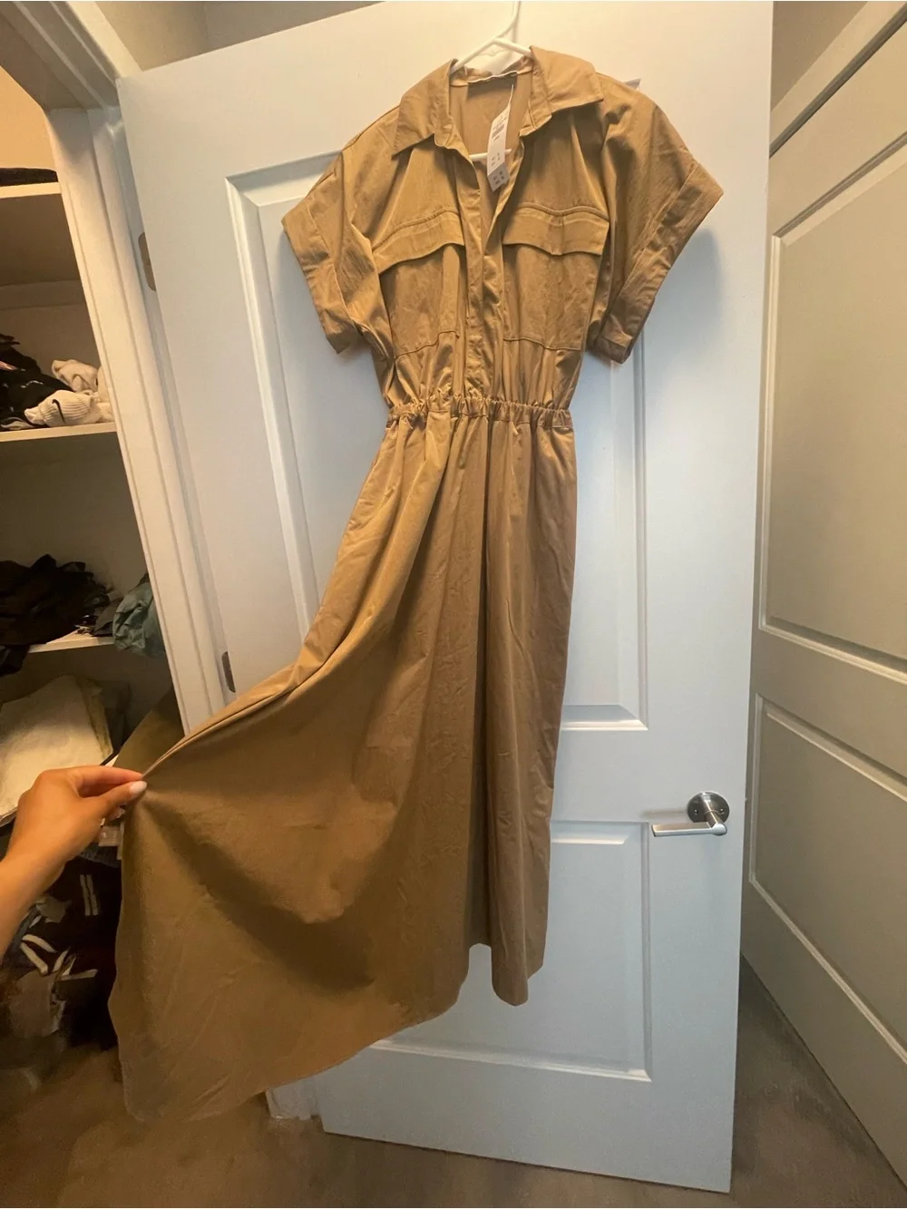 Utility-Style Dress in Camel